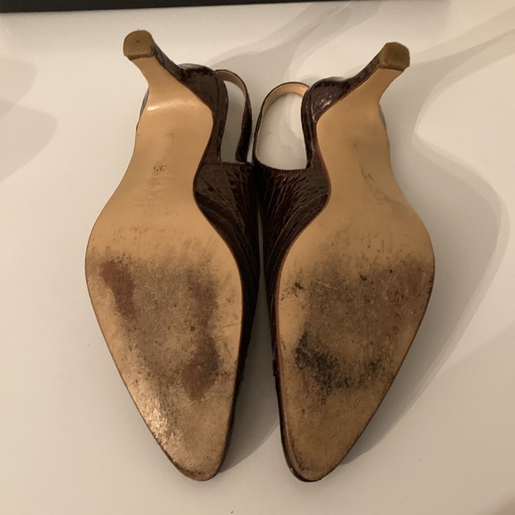 Vintage Italian Bronze Leather Slingback Linea Verde Shoes, Sz 5 - Picture 8 of 8